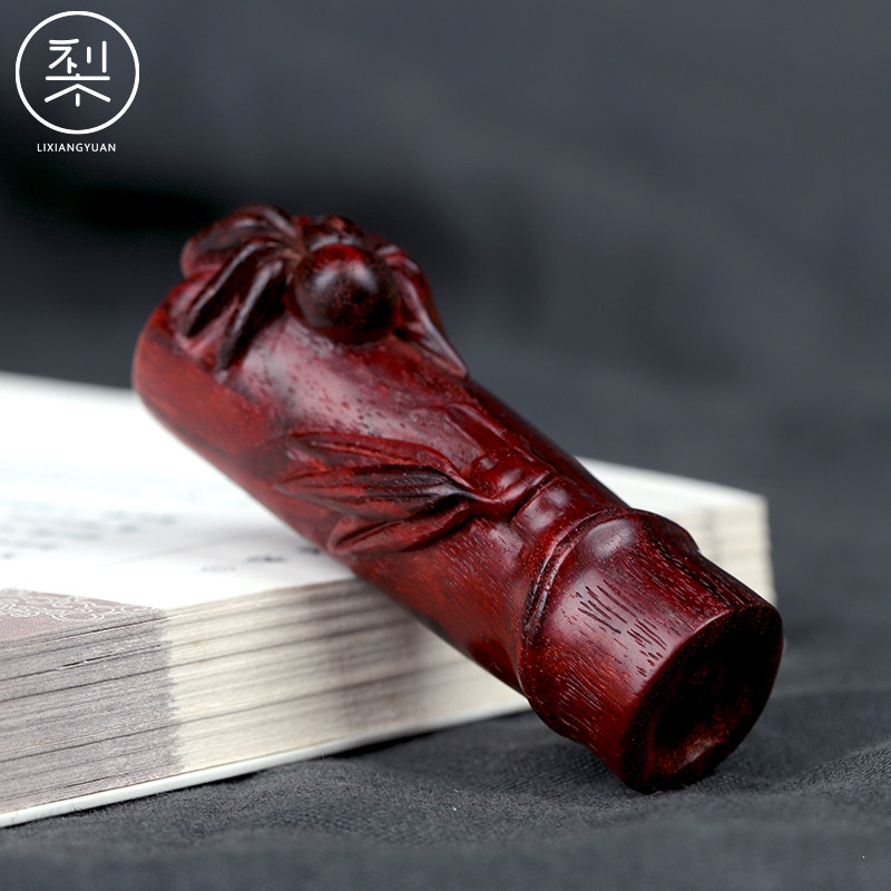 梨香院知足常乐手把印度小叶叶紫檀木蜘蛛盘玩手玩把木雕