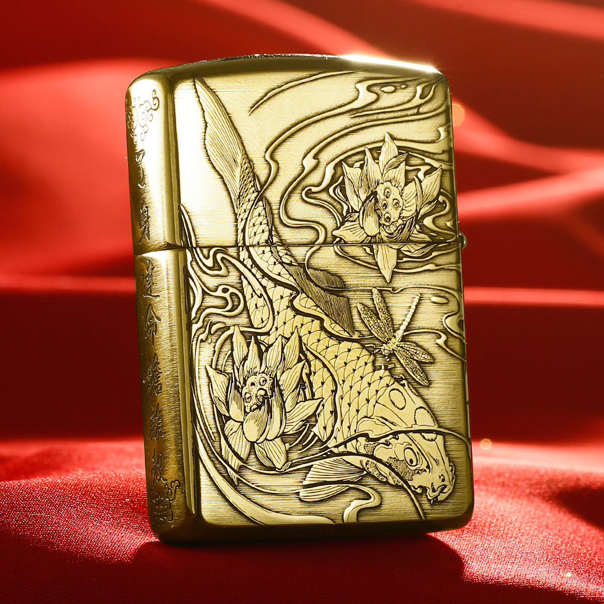 纯铜zippo打火机煤油防风黄铜五面精雕diy鱼跃龙门zippo