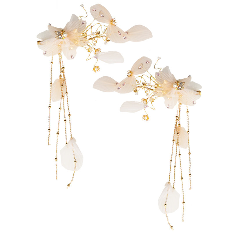 儿童汉服头饰超仙花环女童古风可爱发饰女娃流苏侧边发夹古装配饰