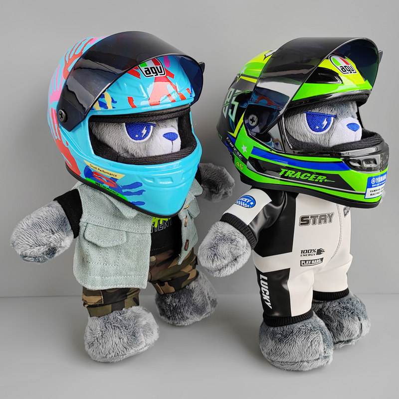 摩托车公仔机车小熊头盔宝马拉力熊摩旅尾箱挂件毛绒布艺类玩具