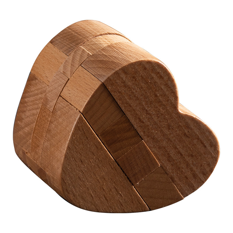 榉木心锁心形藏物鲁班锁孔明锁鲁班盒玄机盒机关盒益智魔盒礼物盒