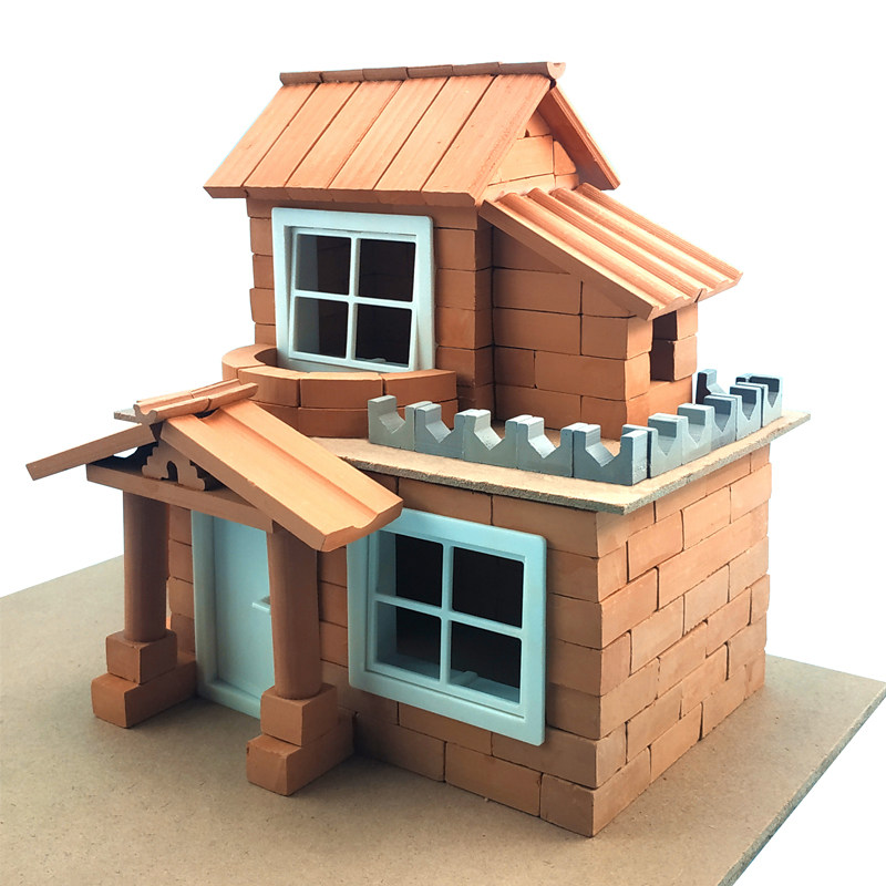 儿童生日礼物手工diy水泥盖房子别墅仿真建筑 - 平头哥模型材料