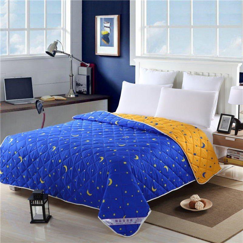 夏天空调被蓝色星星月亮夏被薄被芯小被子午睡可机洗单双人学生