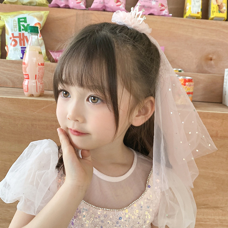 儿童皇冠头纱公主头帘毕业季超仙发夹发饰花童发饰