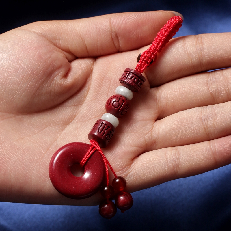 辰世2019新品朱砂钥匙扣手工编织红绳汽车平安扣挂件饰品钥匙链