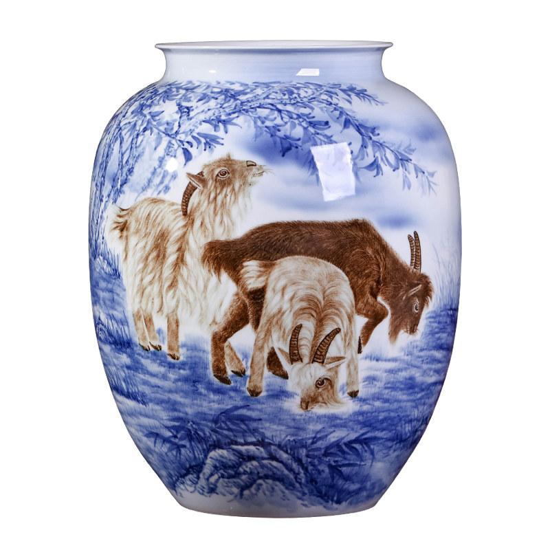 大师手绘动物十二生肖陶瓷花瓶景德镇陶瓷器装饰工艺收藏摆件