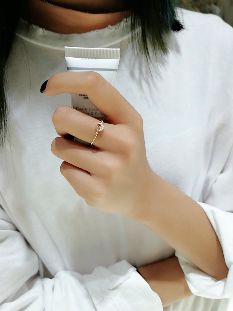 韩国流行14kau585女士戒指可爱秀气无名指花戒尾手饰
