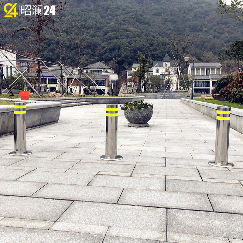 昭澜24全自动不锈钢升降柱地锁固定路桩防撞电动遥控半自气动安装