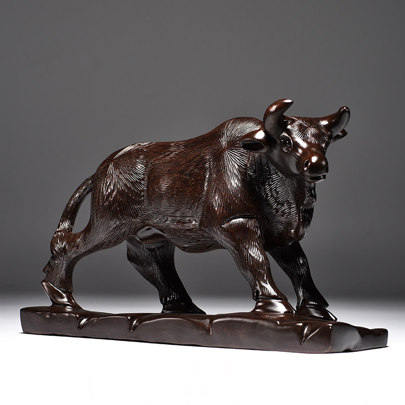 檀木木雕十二生肖摆件实木雕刻水牛红木工艺品家居饰品木雕