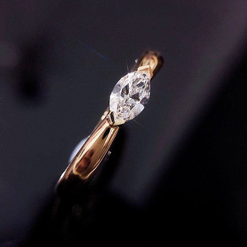 宝创0.3克拉gia天然钻石戒指18k金马眼钻中性手饰