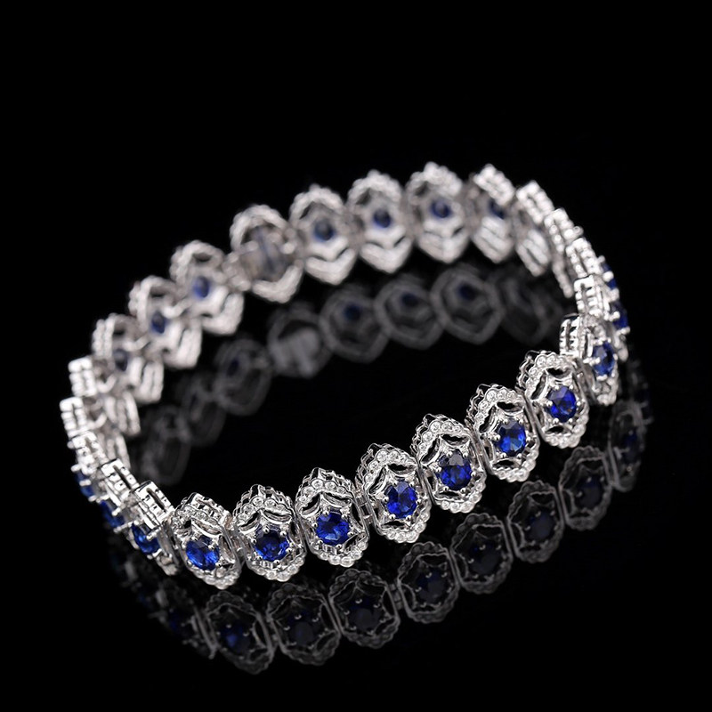 手链宝创手圈彩宝钻石18k金钻石蓝宝石蓝蓝皇家手饰