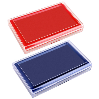 得力印泥红色印台圆形方形大号小号便携印台盒财会用品快干红按手印