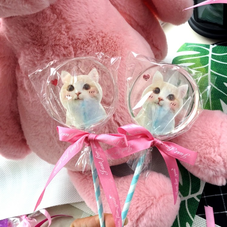 水蜜桃可爱可爱猫猫咪棒棒糖ins网红零食创意喜糖传统糖果