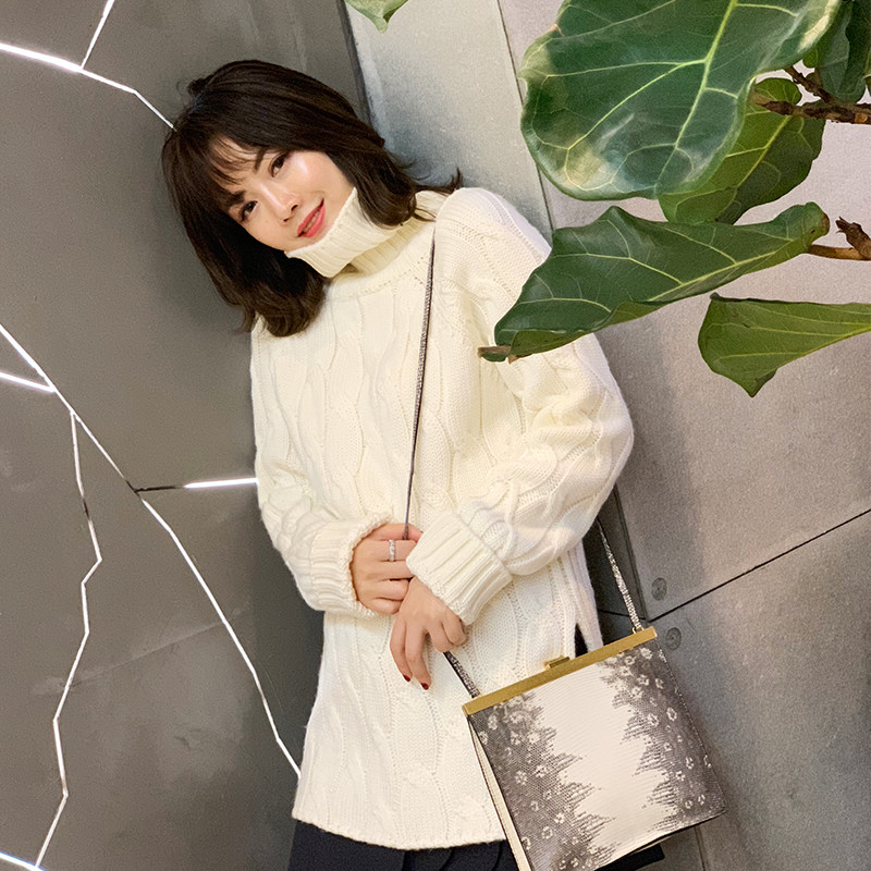 新品victoriawang高领复古麻花编织毛衣陈立农羊毛毛衣