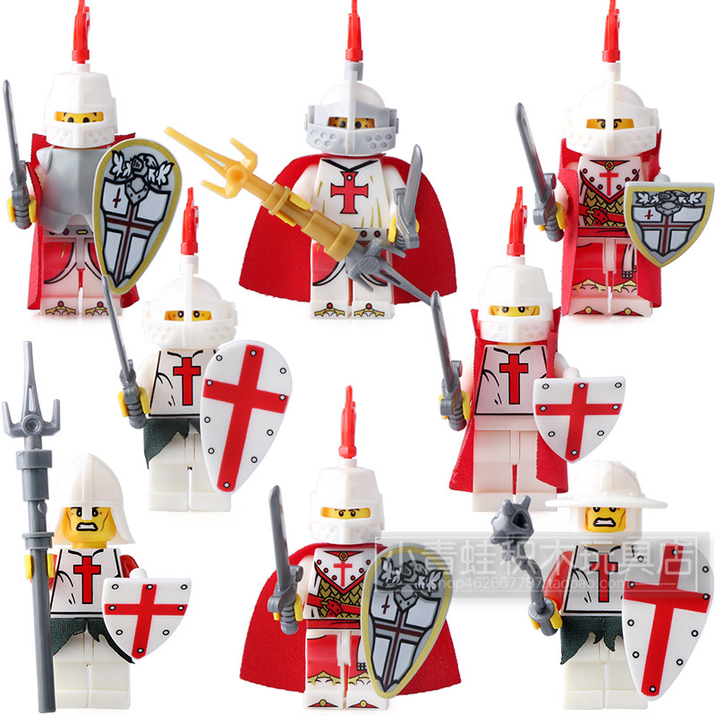 乐高中古系列城堡骑士中世纪十字军骷髅士兵拼装塑料积木