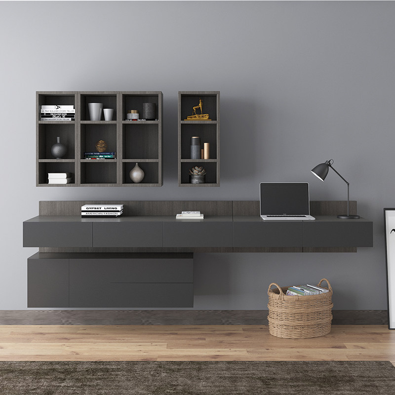 北欧极简小户户型家用办公书桌柜架吊柜书房书桌