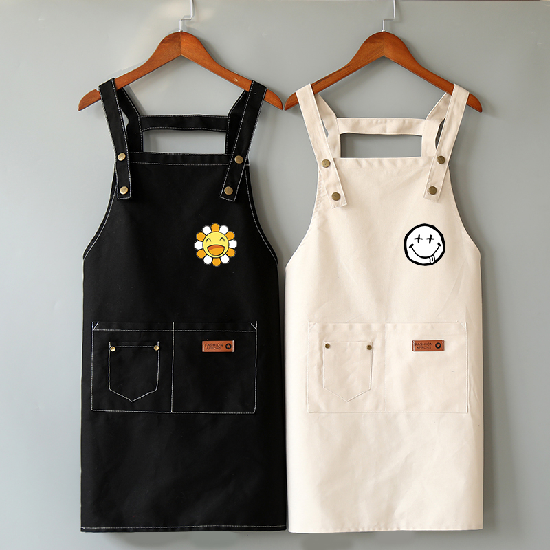 围裙定制logo时尚成人厨房奶茶餐厅纯棉无袖围裙