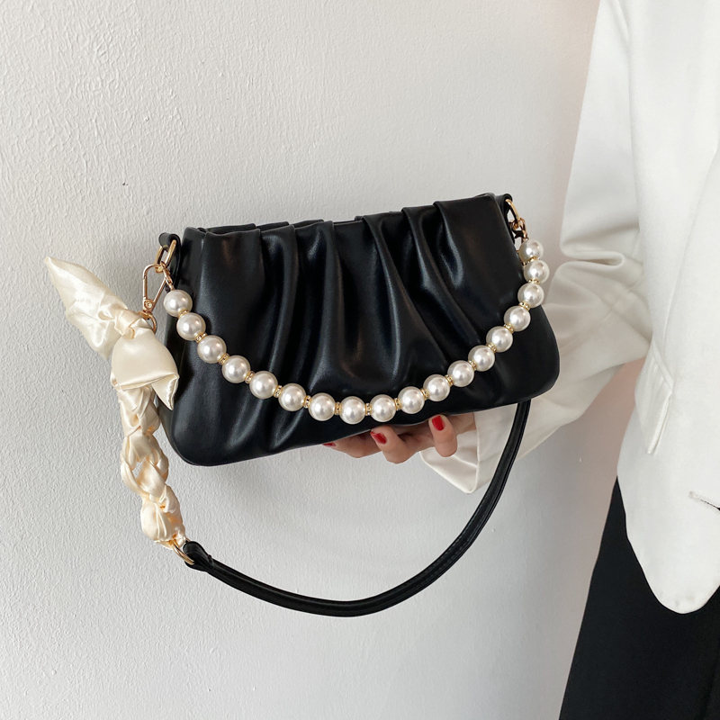 珍珠链条包包女夏季2021新款时尚网红小众褶皱通用款女包