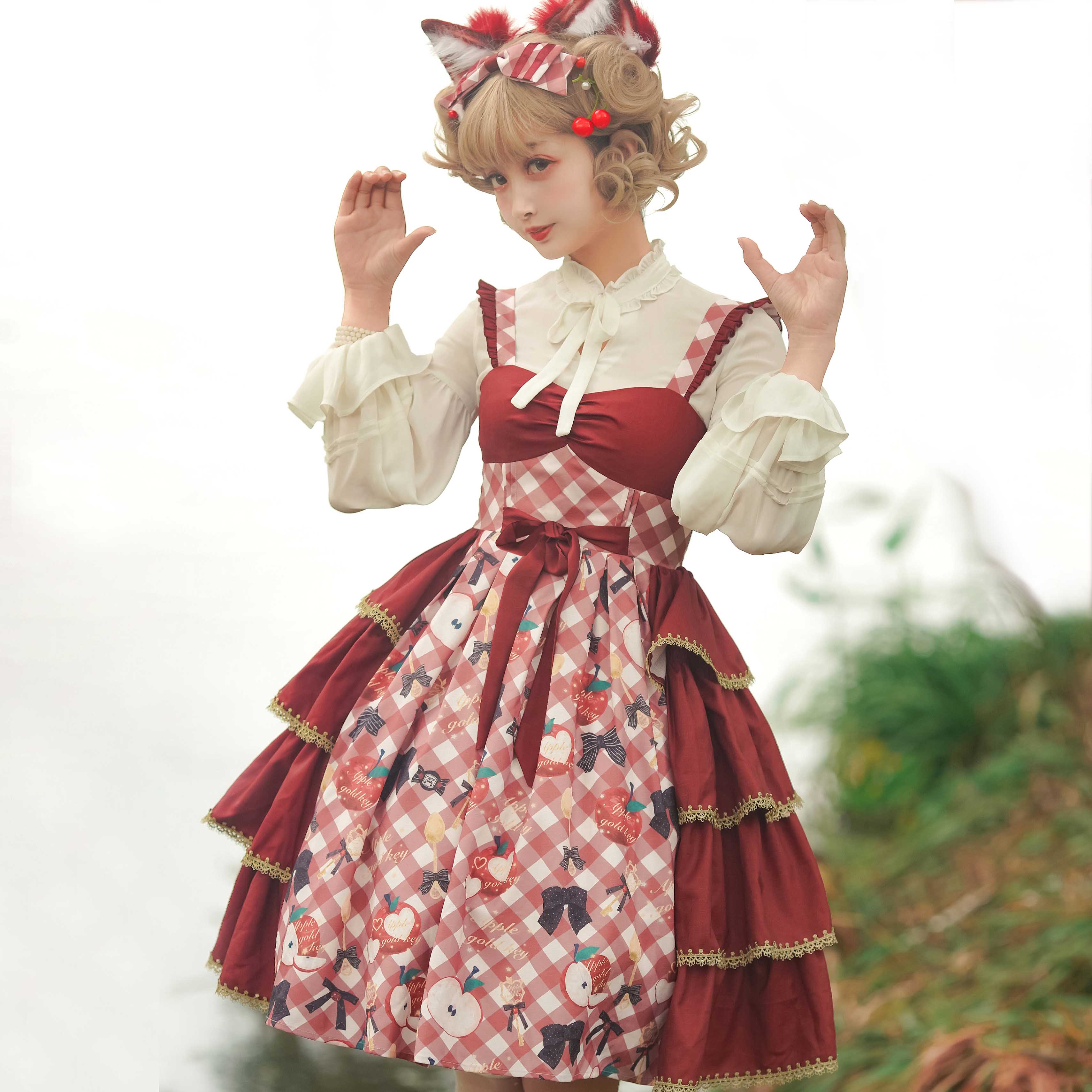 洛丽塔现货正品jsk苹果奇缘 洛丽lolita裙正版小洋裙lo裙-来自店铺