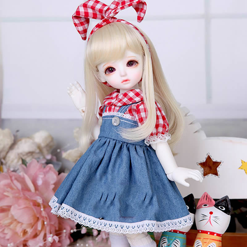 娃娃bjdsd娃衣格子牛仔裙不含头饰尺寸定做bjd娃娃