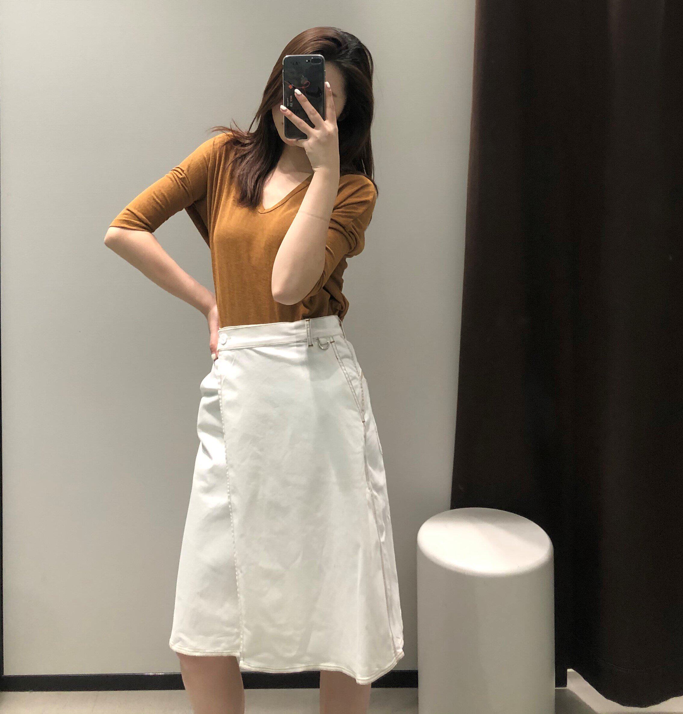 wmxz2020夏装新款纽扣闭合高腰裹裙半身裙女半身裙