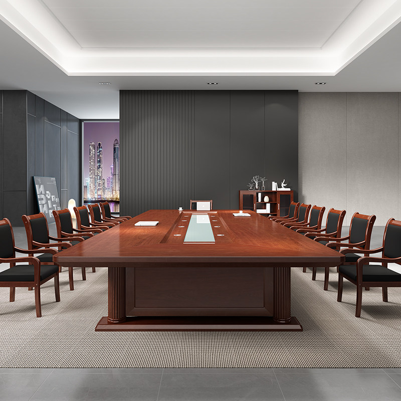 油漆会议桌大型办公家具实木办公办公桌桌椅组合长桌会议桌