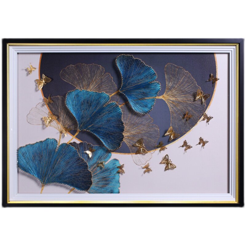 银杏餐厅装饰画现代简约饭厅背景背景墙墙面壁画手工现代装饰画