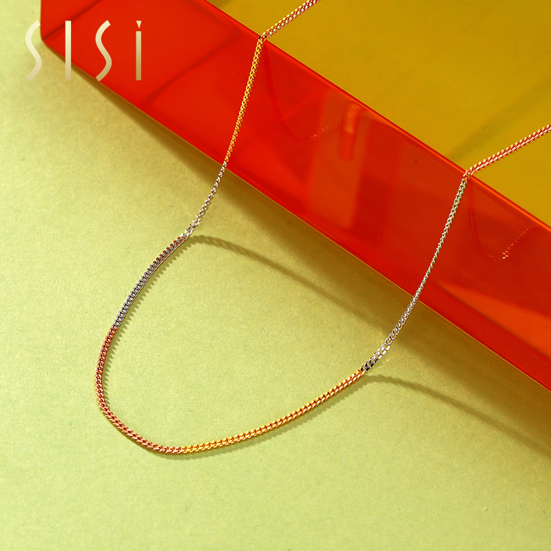 中国白银sisi三色彩金项链女潮网红ins冷淡链条
