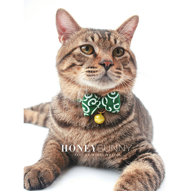 honeybunny cat collar dog bells Japanese Tang grass pattern pet jewelry bow safety buckle collar honeybunny cat collar dog bells Japanese Tang grass pattern pet jewelry bow safety buckle collar