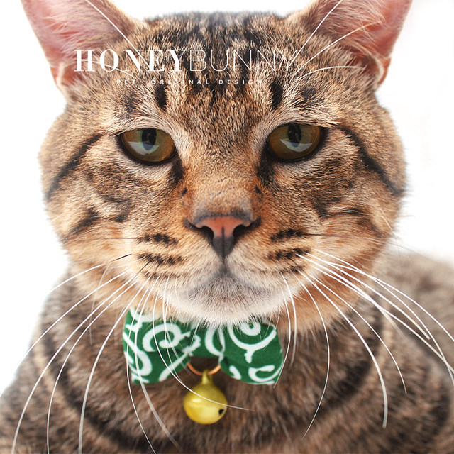 honeybunny cat collar dog bells Japanese Tang grass pattern pet jewelry bow safety buckle collar honeybunny cat collar dog bells Japanese Tang grass pattern pet jewelry bow safety buckle collar