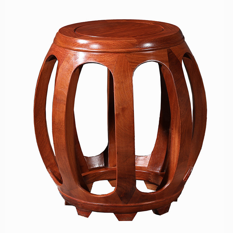 缅甸花梨木鼓实木圆凳矮鼓墩大果紫檀木坐墩鼓墩