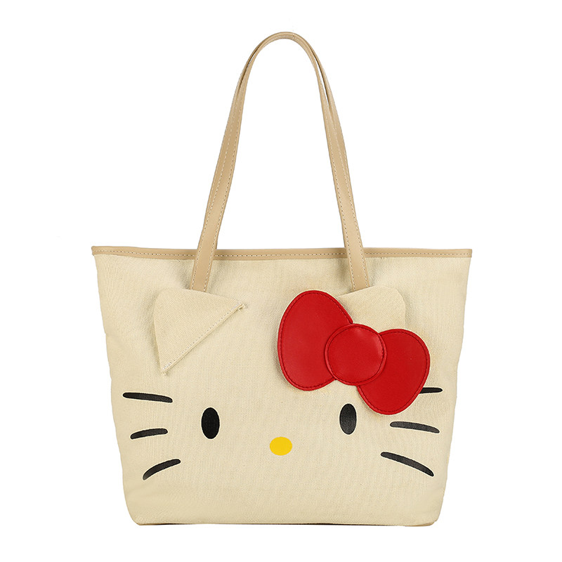 帆布包包女2022新款潮大容量hellokitty猫手提袋卡通单肩托特包