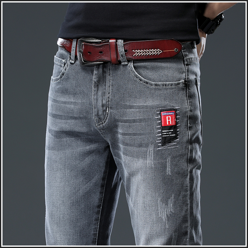 弹力男裤子夏季薄款潮牌牛仔裤男士修身小脚裤潮流春秋款休闲长裤