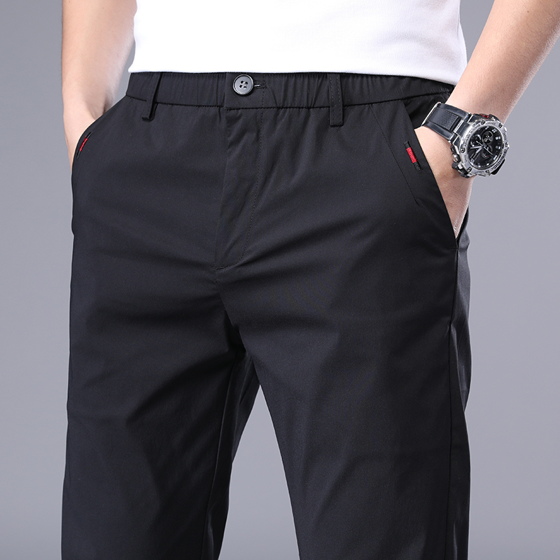 2022夏季薄款休闲裤男士宽松黑色长裤子男潮流修身直筒男裤春秋款