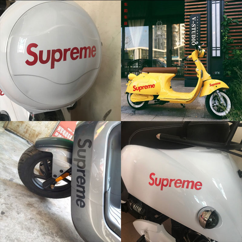 潮牌镭射supreme耐克air车贴小牛电动适用于奔达金吉拉贴纸