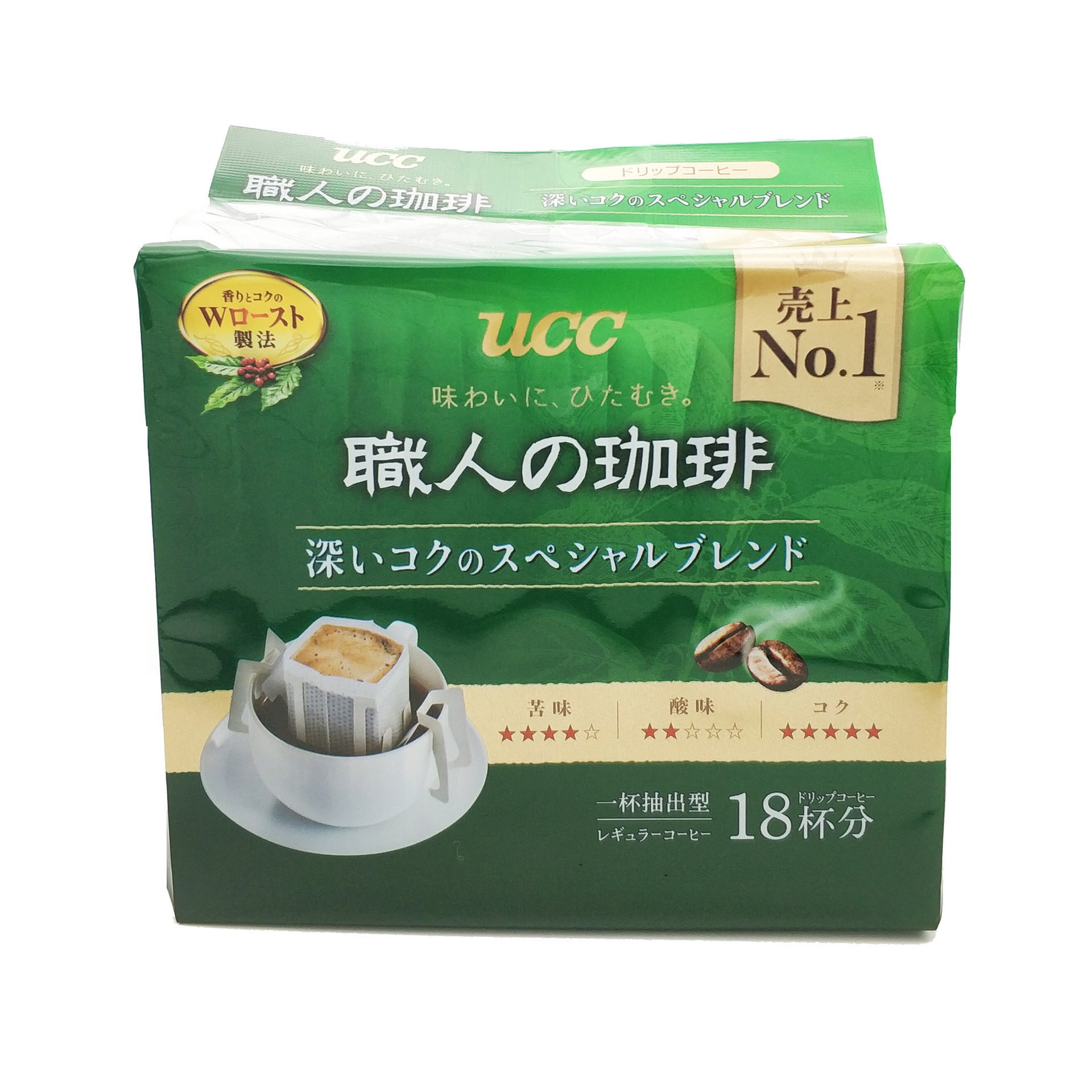 日本ucc绿色浓郁职人126克18包滤挂滴挂耳式无速溶咖啡