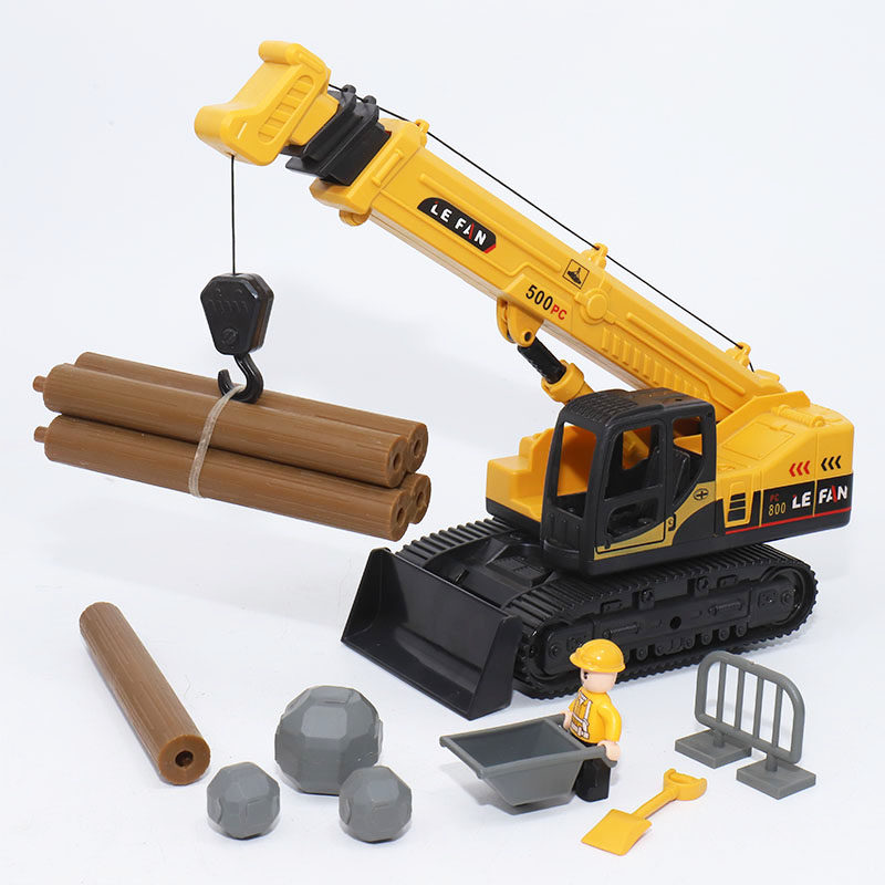 长臂吊车模型儿童惯性吊机工程车玩具仿真起重机惯性