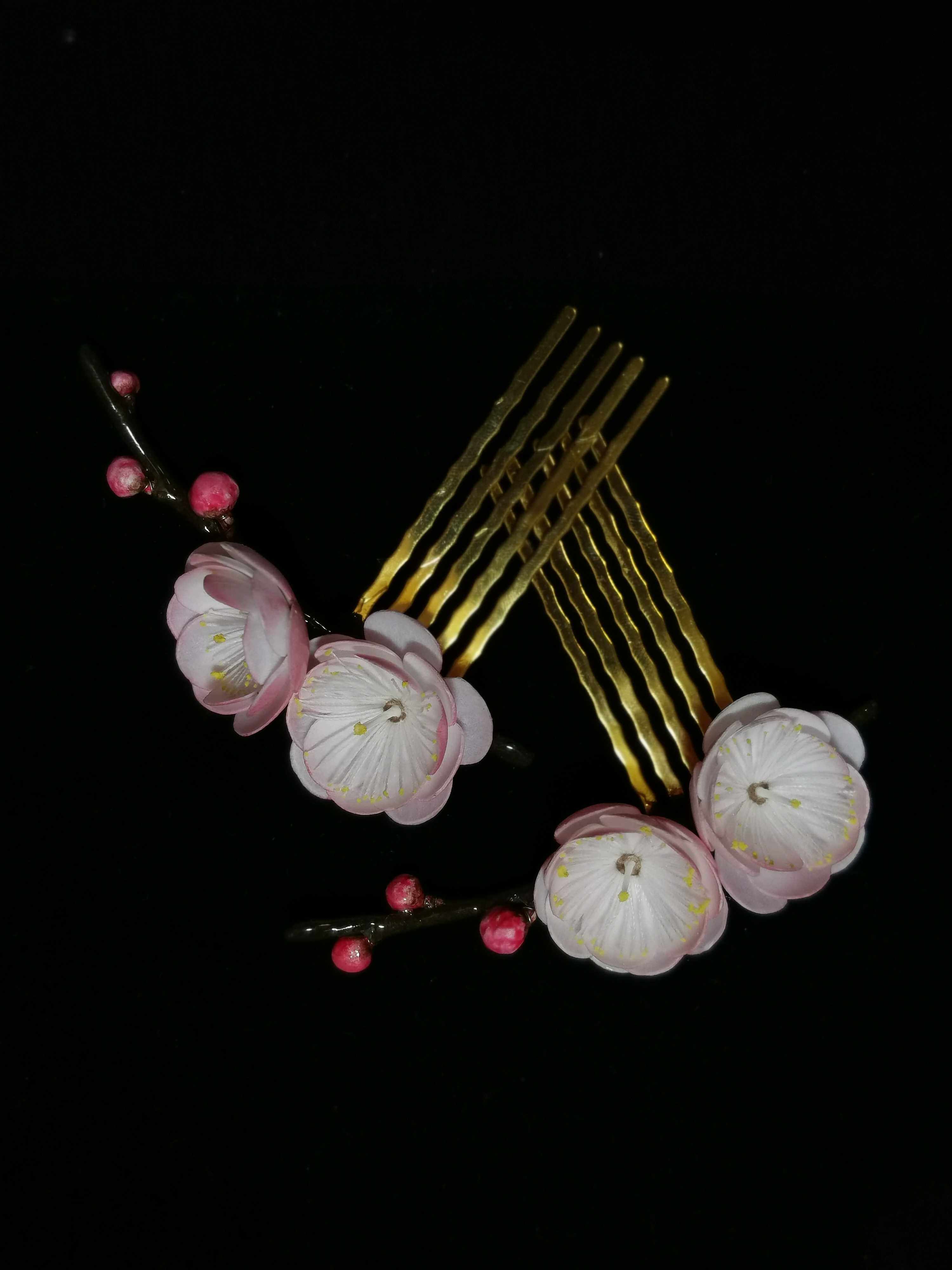 珠珠通草扬州非遗通草花春梅发发簪发夹汉服配饰其他diy饰品配件