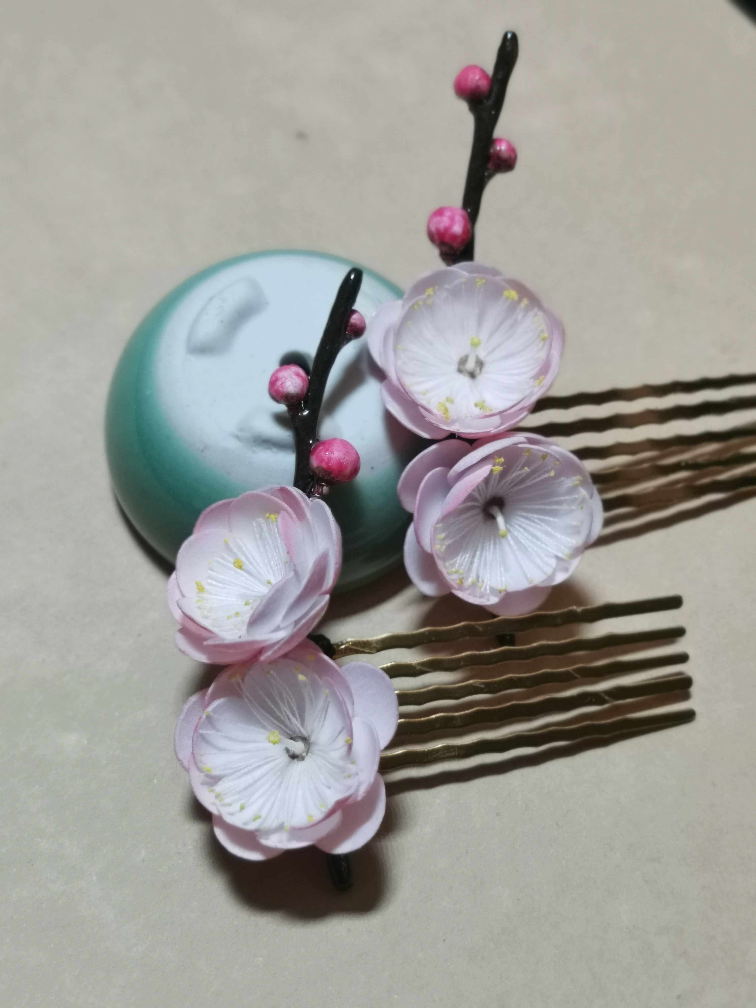 珠珠通草扬州非遗通草花春梅发发簪发夹汉服配饰其他diy饰品配件