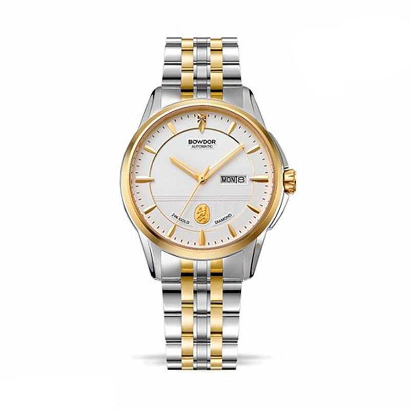 bowdor宝舵手表24k金真钻机械女表全自动双日日历国产腕表
