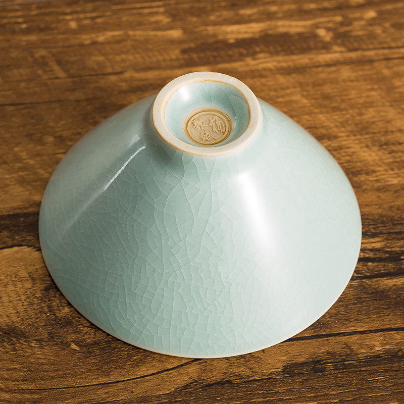 斗笠盏杨聚斌大师粉青主人汝州原产汝瓷功夫飘逸杯