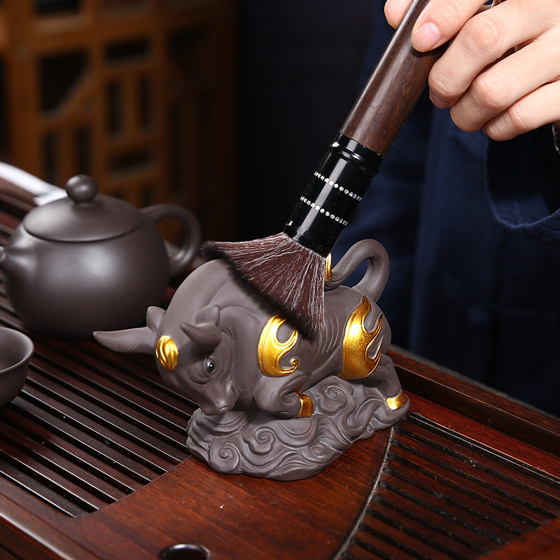 紫砂精品品茶牛气冲天茶玩招财扭转乾坤茶盘茶道茶宠摆件