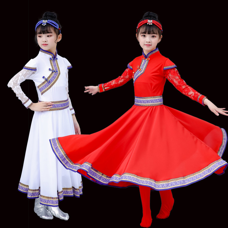 儿童新款蒙古演出演出服服装小女孩草原蒙族表演民族服装