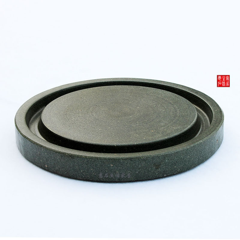 茶盘原石青石圆形创意石茶盘茶具雕刻抛光装饰茶盘