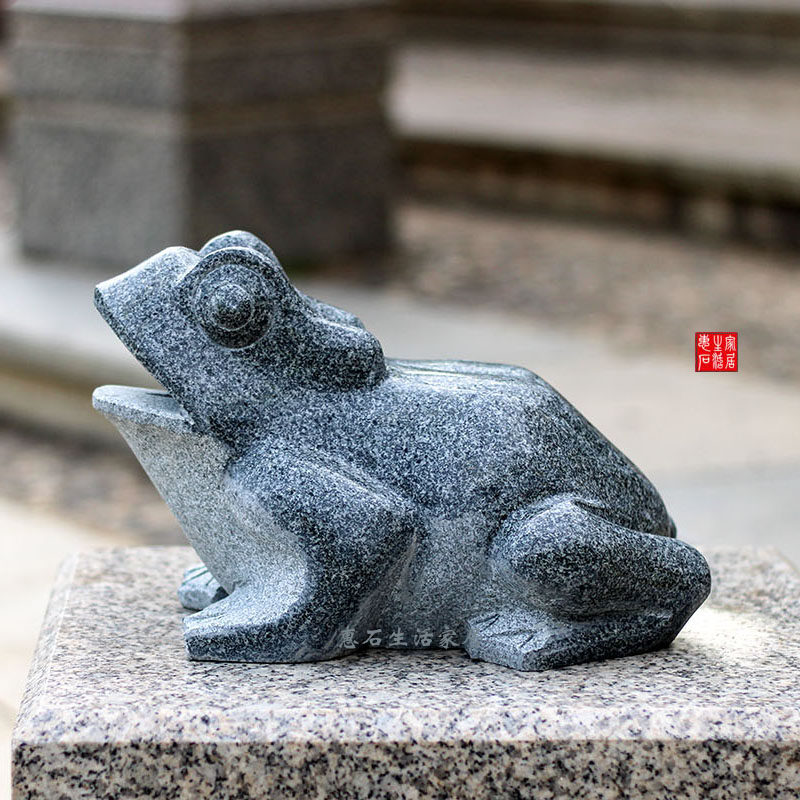 青蛙喷水石雕雕刻动物景观摆件创意工艺品手工石雕