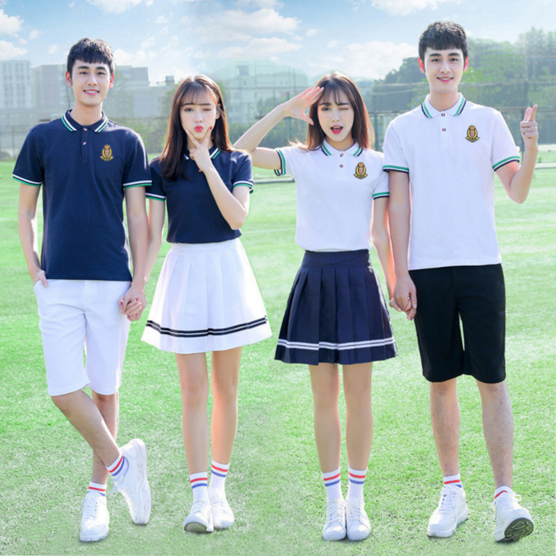 中学生校服套装服装夏季红蓝白色初高中高中生运动会学生校服