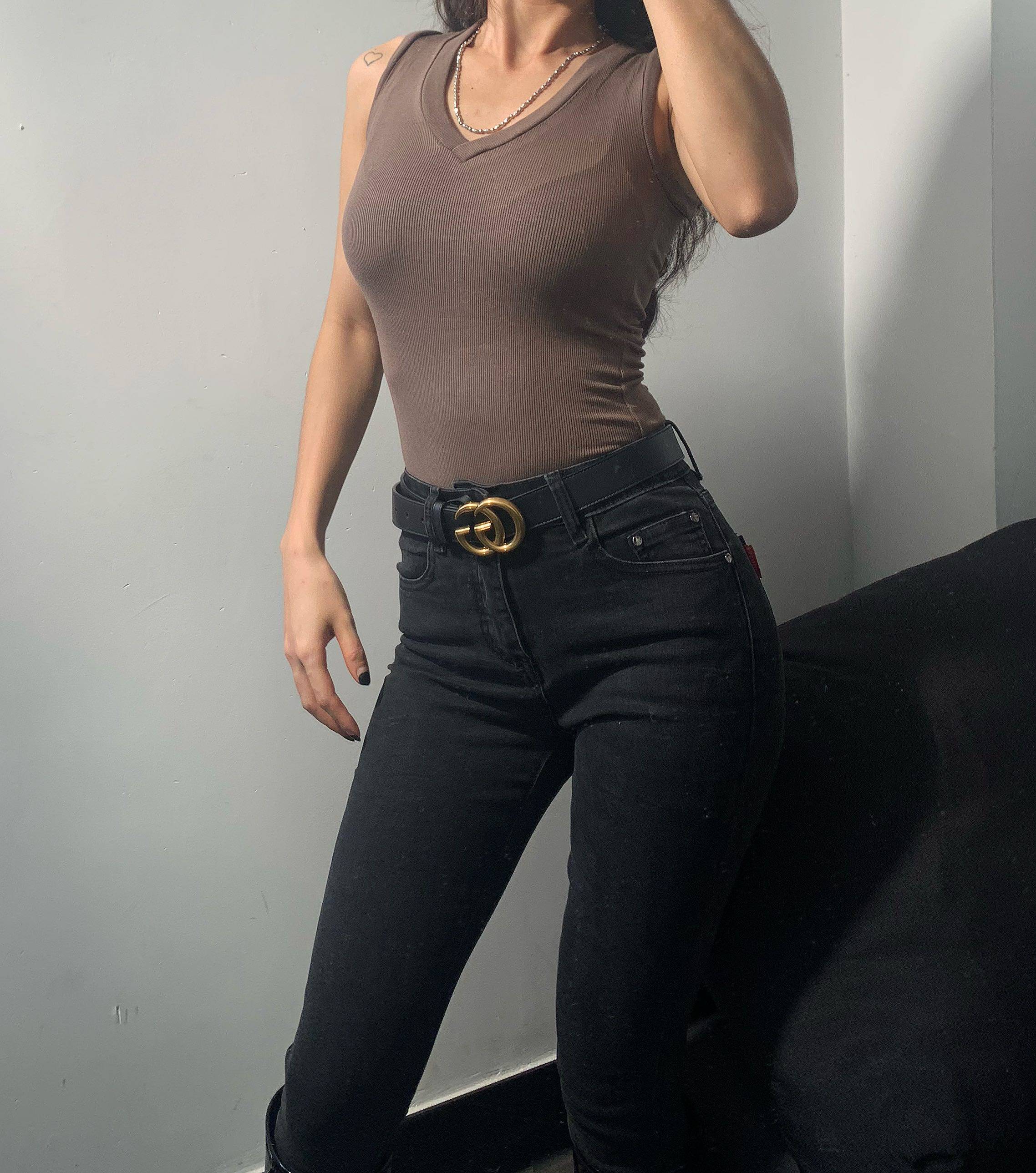 新款欧美辣妹烟灰铅笔裤超显翘紧身包腿牛仔牛仔裤