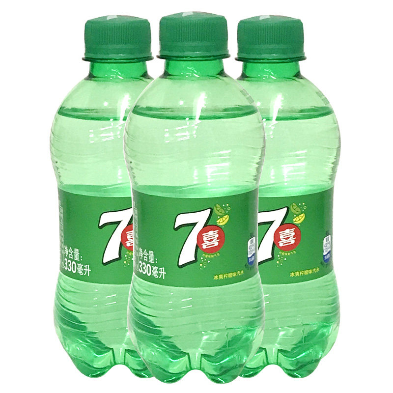 七喜柠檬味碳酸汽水饮料汽水饮品pet330ml*7瓶迷你瓶装百事可乐