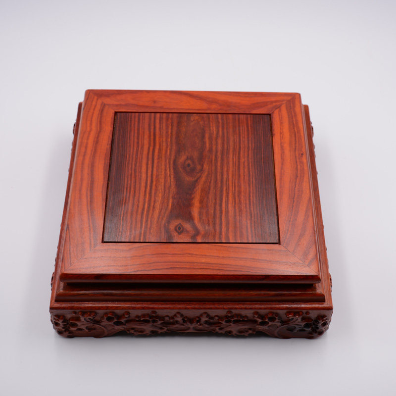 檀木水浪浮雕奇石假山鱼缸盆景花瓶红木工艺品木雕