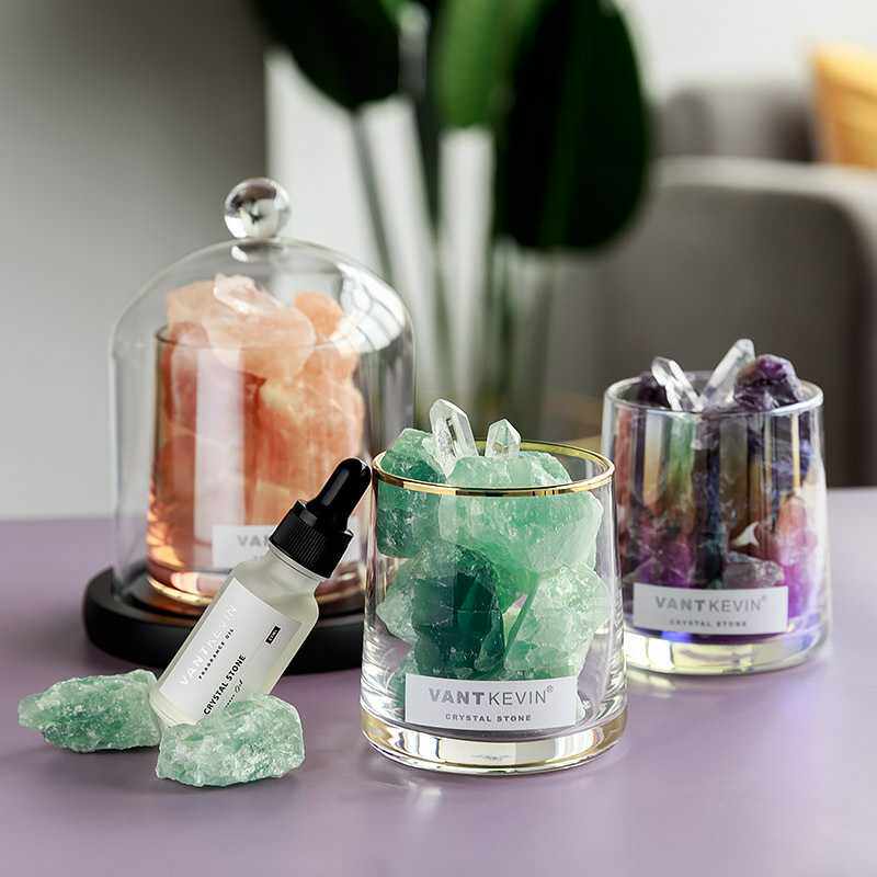 小红水晶扩香石寝室摆件香薰精油防尘玻璃罩女神香薰香料